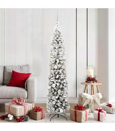 vidaXL Artificial Christmas Tree with LED Light Green and white 180 cm