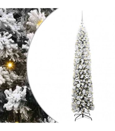 vidaXL Artificial Christmas Tree with LED Light Green and white 180 cm