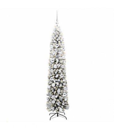 vidaXL Artificial Christmas Tree with LED Light Green and white 180 cm
