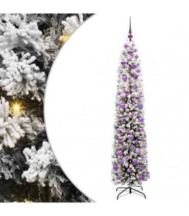 vidaXL Artificial Christmas Tree with LED Light Green and white 180 cm