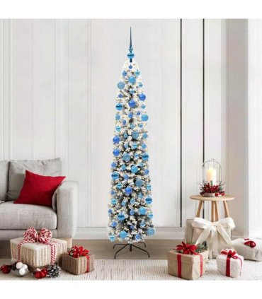 vidaXL Artificial Christmas Tree with LED Light Green and white 180 cm