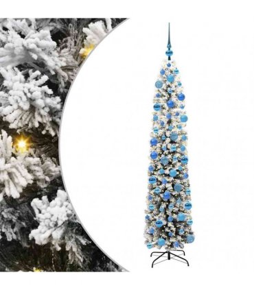 vidaXL Artificial Christmas Tree with LED Light Green and white 180 cm