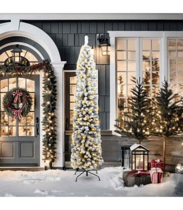vidaXL Artificial Christmas Tree with LED Light Green and white 210 cm