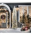 vidaXL Artificial Christmas Tree with LED Light Green and white 210 cm