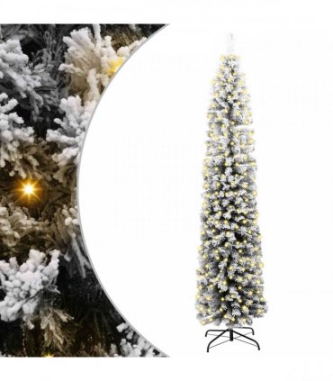 vidaXL Artificial Christmas Tree with LED Light Green and white 210 cm