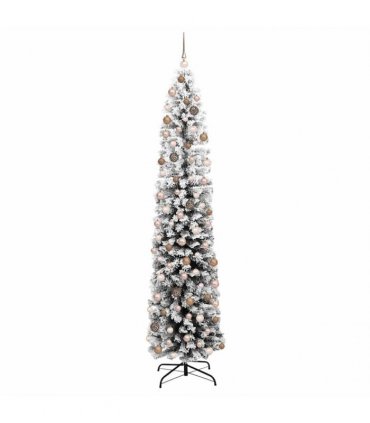 vidaXL Artificial Christmas Tree with LED Light Green and white 210 cm