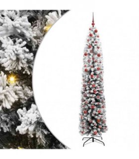 vidaXL Artificial Christmas Tree with LED Light Green and white 210 cm