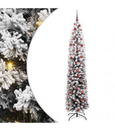 vidaXL Artificial Christmas Tree with LED Light Green and white 210 cm
