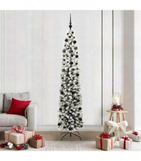 vidaXL Artificial Christmas Tree with LED Light Green and white 210 cm