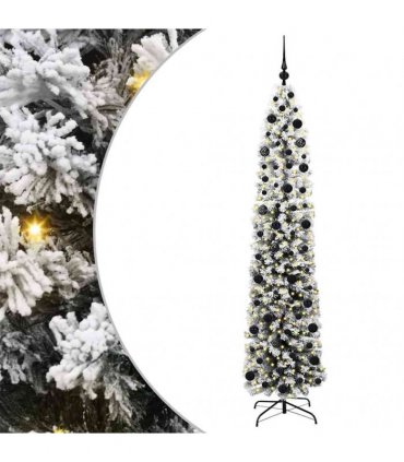 vidaXL Artificial Christmas Tree with LED Light Green and white 210 cm