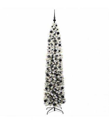 vidaXL Artificial Christmas Tree with LED Light Green and white 210 cm