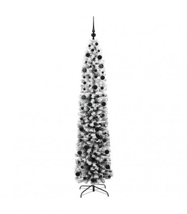 vidaXL Artificial Christmas Tree with LED Light Green and white 210 cm