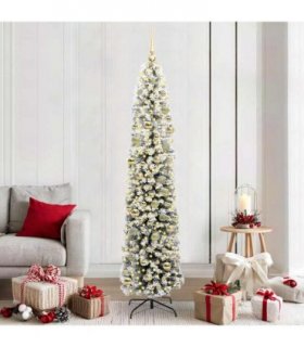 vidaXL Artificial Christmas Tree with LED Light Green and White 210 cm