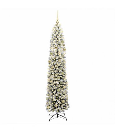 vidaXL Artificial Christmas Tree with LED Light Green and White 210 cm