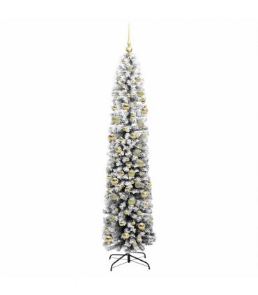 vidaXL Artificial Christmas Tree with LED Light Green and White 210 cm