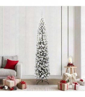 vidaXL Artificial Christmas Tree with LED Light Green and white 210 cm