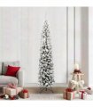 vidaXL Artificial Christmas Tree with LED Light Green and white 210 cm
