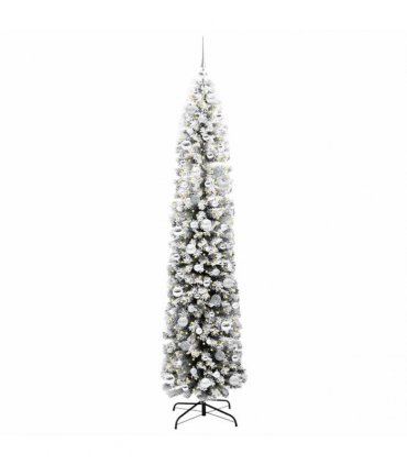 vidaXL Artificial Christmas Tree with LED Light Green and white 210 cm