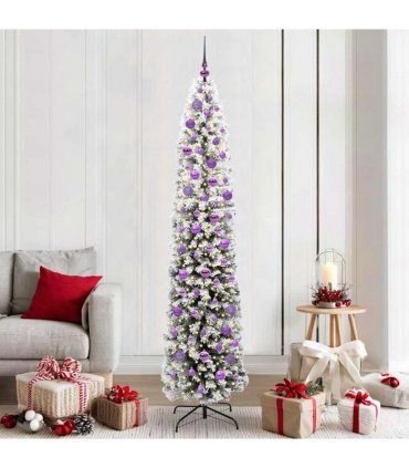 vidaXL Artificial Christmas Tree with LED Light Green and white 210 cm