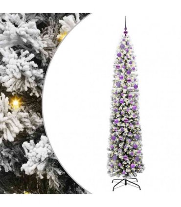 vidaXL Artificial Christmas Tree with LED Light Green and white 210 cm