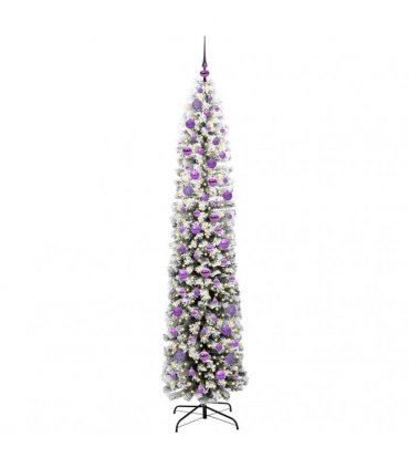 vidaXL Artificial Christmas Tree with LED Light Green and white 210 cm