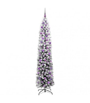 vidaXL Artificial Christmas Tree with LED Light Green and white 210 cm