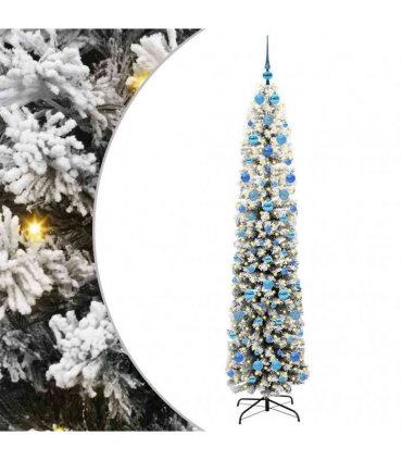 vidaXL Artificial Christmas Tree with LED Light Green and white 210 cm