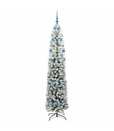 vidaXL Artificial Christmas Tree with LED Light Green and white 210 cm