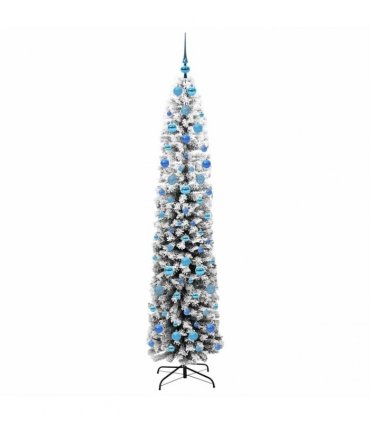 vidaXL Artificial Christmas Tree with LED Light Green and white 210 cm