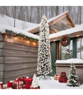 vidaXL Artificial Christmas Tree with LED Light Green and white 240 cm