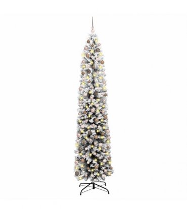 vidaXL Artificial Christmas Tree with LED Light Green and white 240 cm