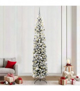 vidaXL Artificial Christmas Tree with LED Light Green and White 240 cm