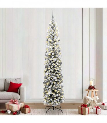 vidaXL Artificial Christmas Tree with LED Light Green and White 240 cm