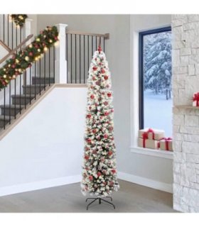 vidaXL Artificial Christmas Tree with LED Light Green and white 240 cm