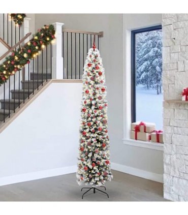 vidaXL Artificial Christmas Tree with LED Light Green and white 240 cm