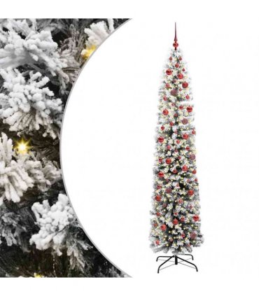 vidaXL Artificial Christmas Tree with LED Light Green and white 240 cm