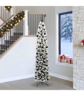 vidaXL Artificial Christmas Tree with LED Light Green and white 240 cm