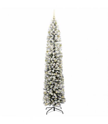vidaXL Artificial Christmas Tree with LED Light Green and White 240 cm
