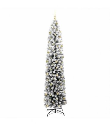 vidaXL Artificial Christmas Tree with LED Light Green and White 240 cm