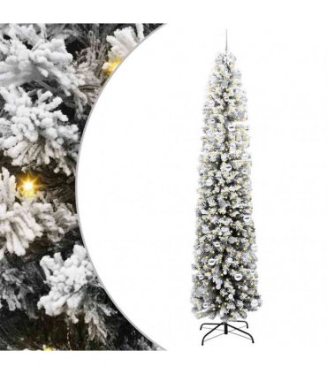 vidaXL Artificial Christmas Tree with LED Light Green and white 240 cm