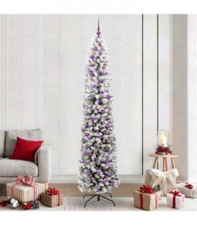 vidaXL Artificial Christmas Tree with LED Light Green and white 240 cm