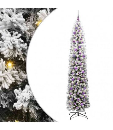 vidaXL Artificial Christmas Tree with LED Light Green and white 240 cm