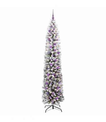 vidaXL Artificial Christmas Tree with LED Light Green and white 240 cm