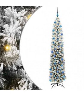 vidaXL Artificial Christmas Tree with LED Light Green and white 240 cm