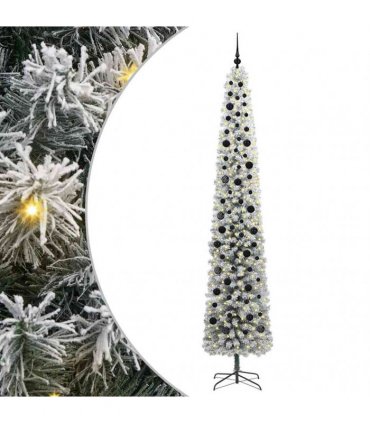 vidaXL Artificial Christmas Tree with LED Light Green and white 270 cm