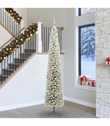 vidaXL Artificial Christmas Tree with LED Light Green and white 270 cm
