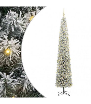 vidaXL Artificial Christmas Tree with LED Light Green and white 270 cm