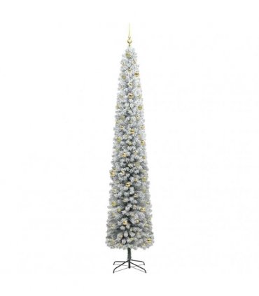 vidaXL Artificial Christmas Tree with LED Light Green and white 270 cm