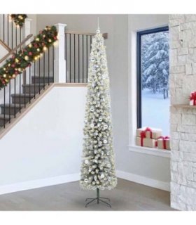 vidaXL Artificial Christmas Tree with LED Light Green and white 270 cm