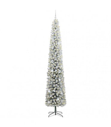 vidaXL Artificial Christmas Tree with LED Light Green and white 270 cm